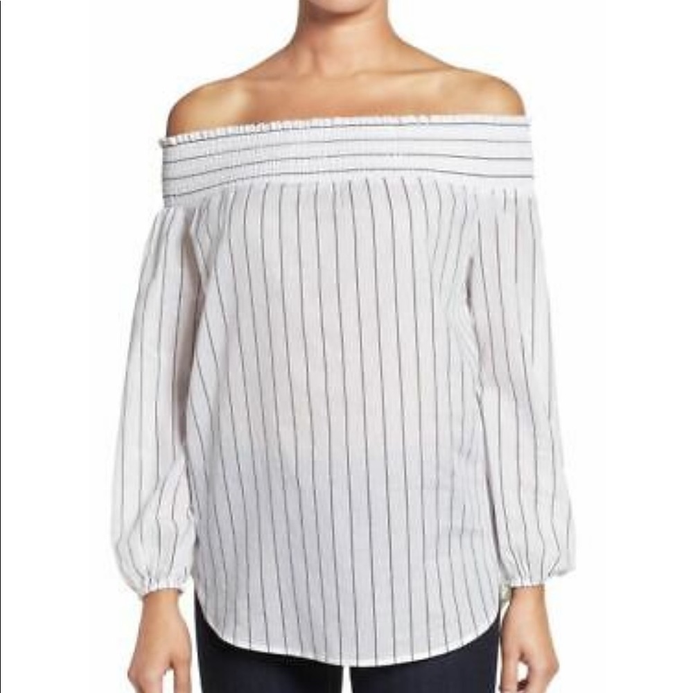 Michael Korda Striped Off-the-Shoulder Top